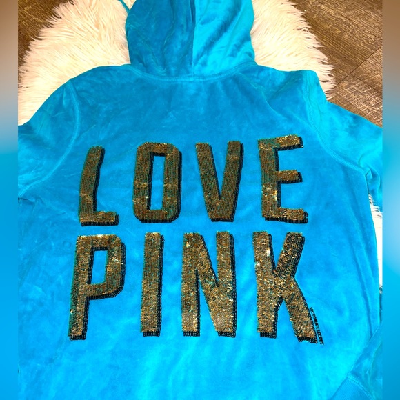 Vintage Velour PINK hoodie - Picture 1 of 8
